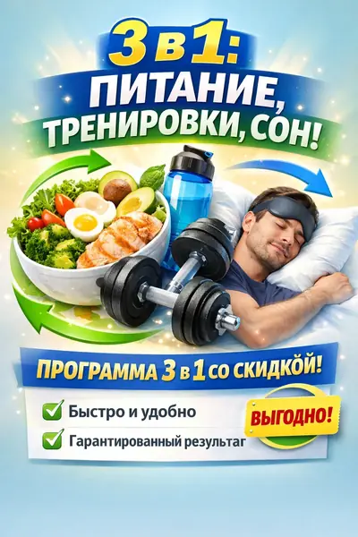3 в 1: Питание, Тренировки, Сон – Со Скидкой!